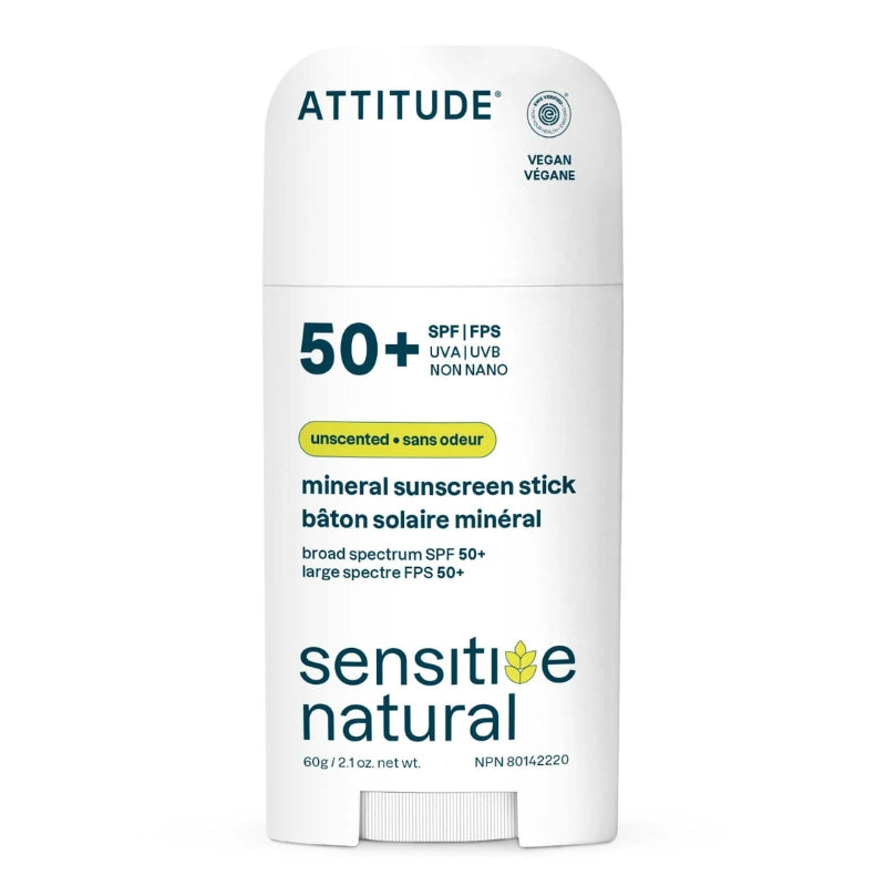 Attitude - Sensible bâton solaire minéral FPS 50 - Sans odeur - 60 g