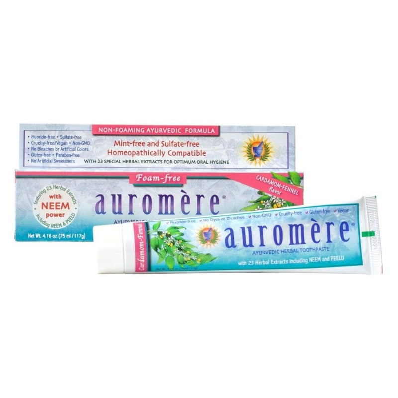 auromere Dentifrice ayurvédique sans mousse - Cardamome et fenouil