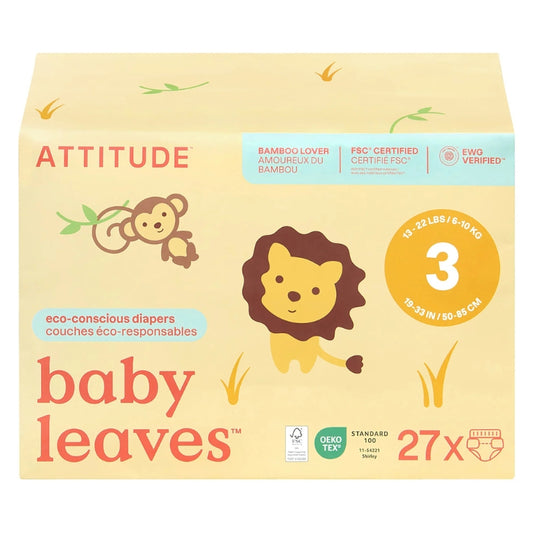 Attitude - Baby leaves couches bébé - Taille 3 (6-10kg) - 27 unités