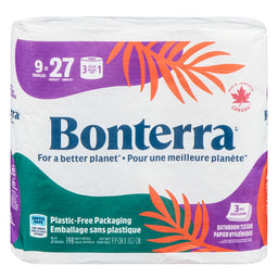 Bonterra - Papier hygiénique méga rouleaux - 3 épaisseurs - 9 rouleaux