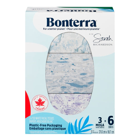 Bonterra - Papiers mouchoirs méga boîtes - 3 épaisseurs - 3 boîtes