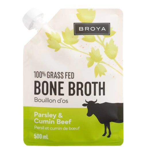 Beef bone broth with parsley and cumin