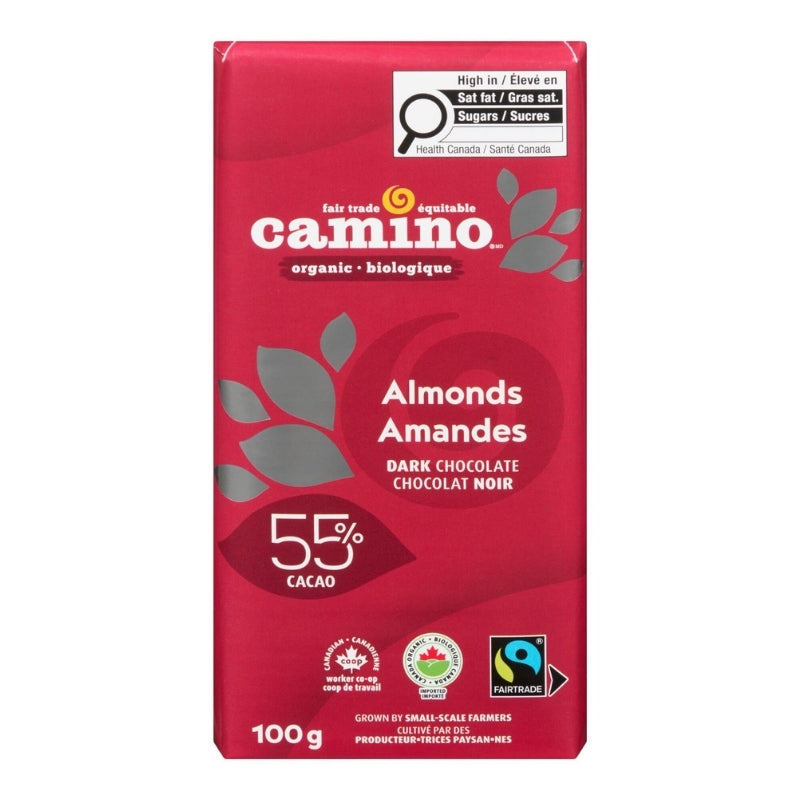 Camino Chocolat mi-noir 55% cacao - Amandes