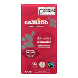 Camino Chocolat mi-noir 55% cacao - Amandes