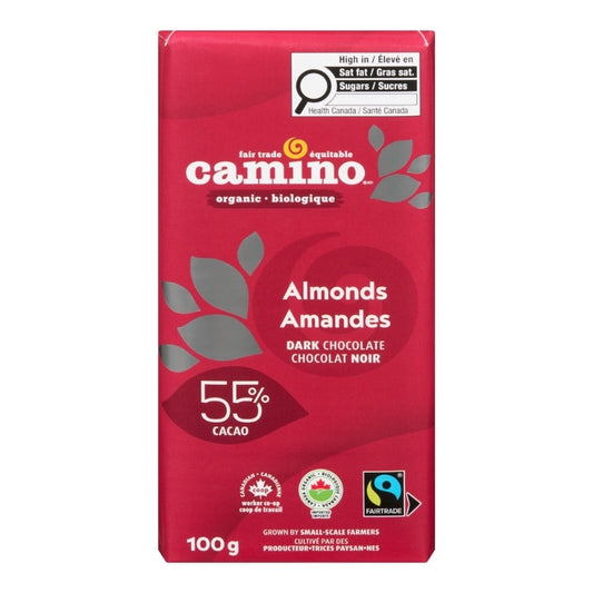 Camino Chocolat mi-noir 55% cacao - Amandes