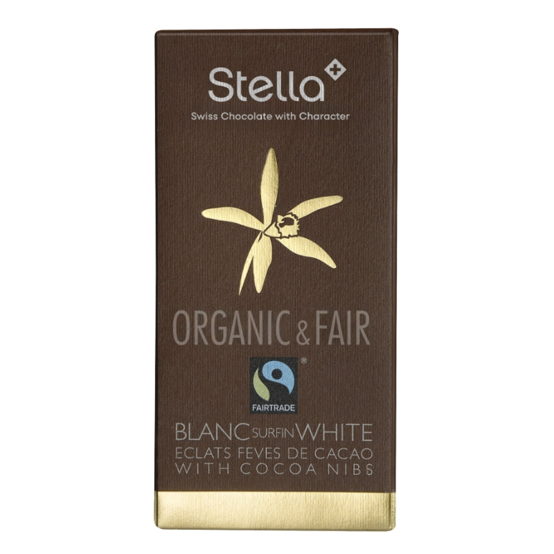 Chocolat Stella - Chocolat blanc - Éclats de fèves de cacao - 100 g