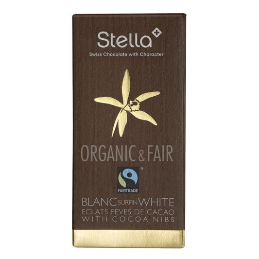 Chocolat Stella - Chocolat blanc - Éclats de fèves de cacao - 100 g