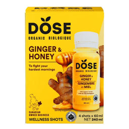 Dose - Shots de bien-être bio - Gingembre & Miel - 4 X 60 ml