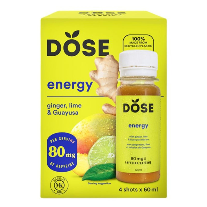 Dose - Shots bien-être bio - Gingembre Énergie - 4 X 60 ml