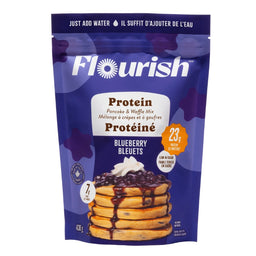 Flourish - Mélange à crêpes et à gaufres protéiné - Bleuets - 430 g