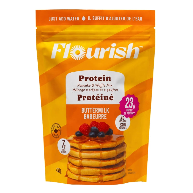 Flourish - Mélange à crêpes et gaufres protéiné - Babeurre - 430 g