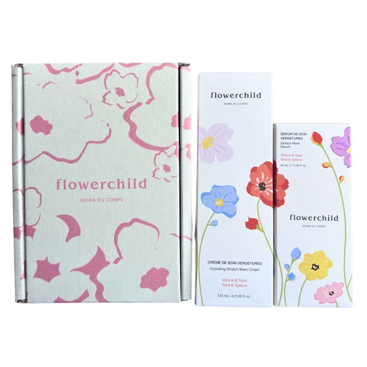 Flowerchild - Coffret Maman (rose) – Crème & Sérum Anti-Vergetures - 1 coffret