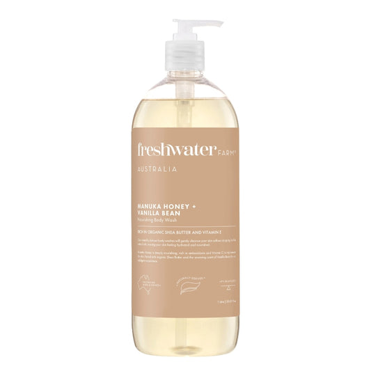 Freshwater Farm - Gel douche nourrissant - Miel de manuka + gousse de vanille - 1 L