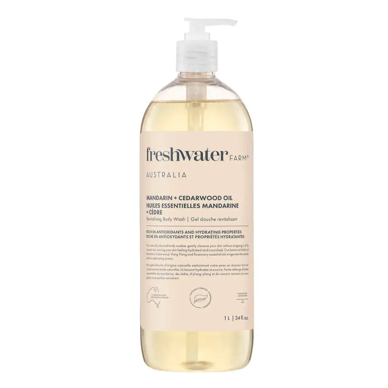 Freshwater Farm - Gel douche revitalisant - Huiles essentielles de mandarine + cèdre - 1 L