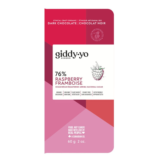 Giddy-yo reborn - Tablette chocolat noir 76% - framboise - 60 g