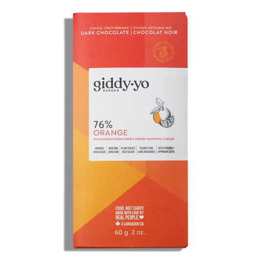 Giddy-yo reborn - Tablette chocolat noir 76% - orange - 60 g