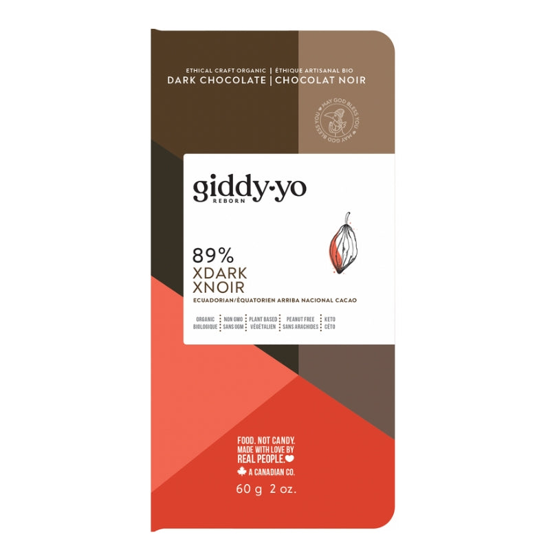 Giddy-yo reborn- Tablette chocolat noir  - 89% - 60 g