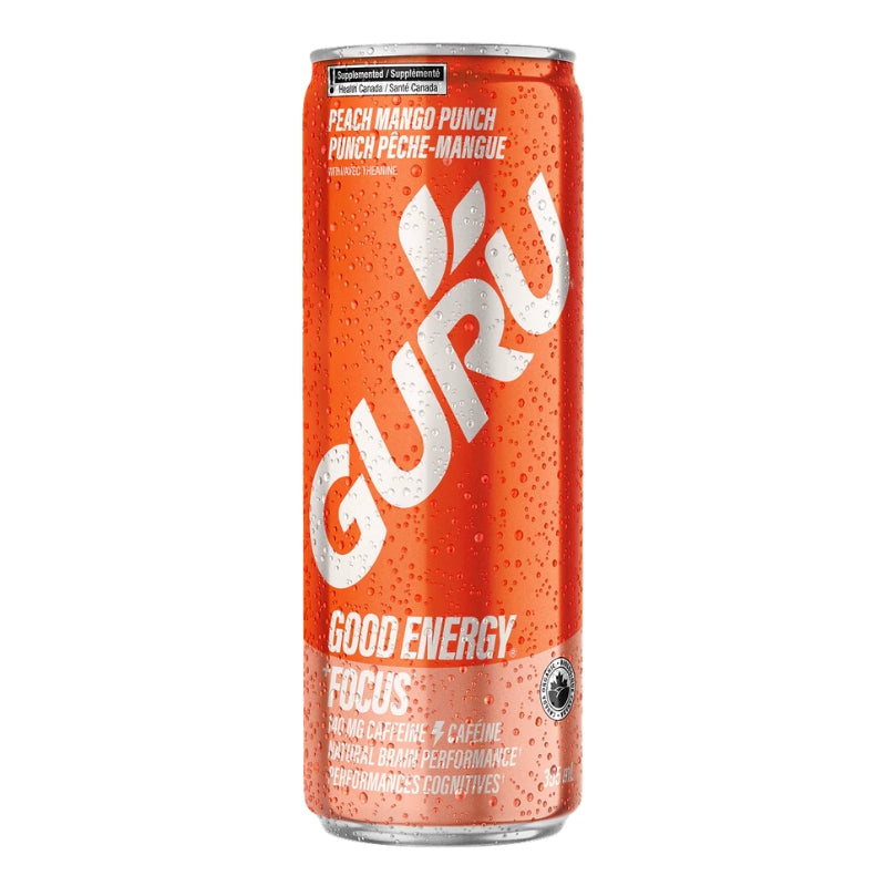 GURU-Boisson Énergisante – Punch pêche mangue- 355 ml