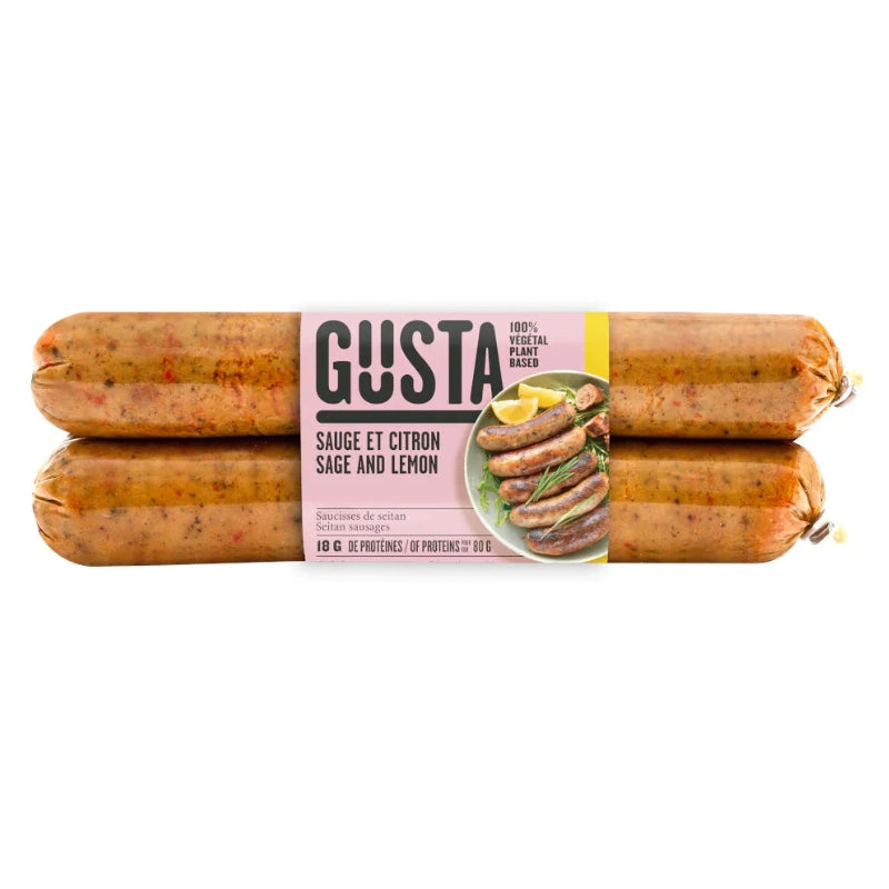 Gusta - Saucisse seitan végé - Sauge et citron - 320 g