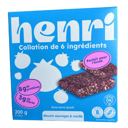 Henri - Barre collation 6 ingrédients - Bleuets sauvages & vanille  - 200 g