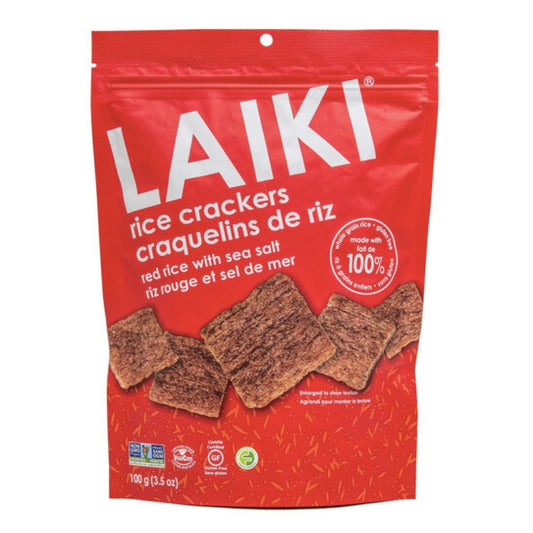 Laiki - Craquelins de riz - Riz rouge et sel de mer - 100 g