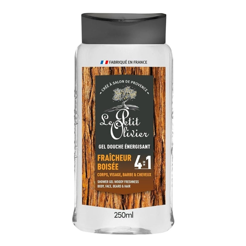 Le Petit Olivier - Gel douche énergisant - fraîcheur boisé 4 en 1 - 250 ml