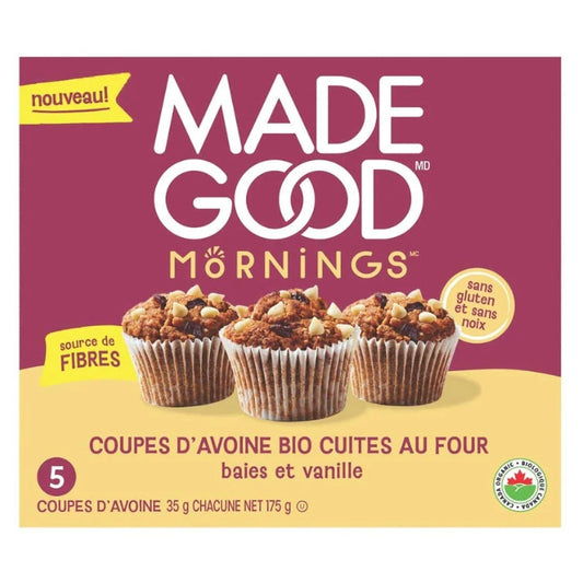 Made Good - Coupes d'avoine cuites au four bio - Baies et vanille - 5 coupes