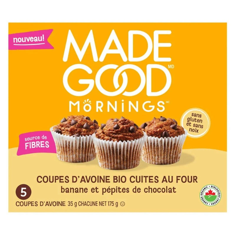 Made Good - Coupes d'avoine cuites au four bio - Bananes et pépites de chocolat -5 coupes