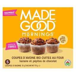 Made Good - Coupes d'avoine cuites au four bio - Bananes et pépites de chocolat -5 coupes