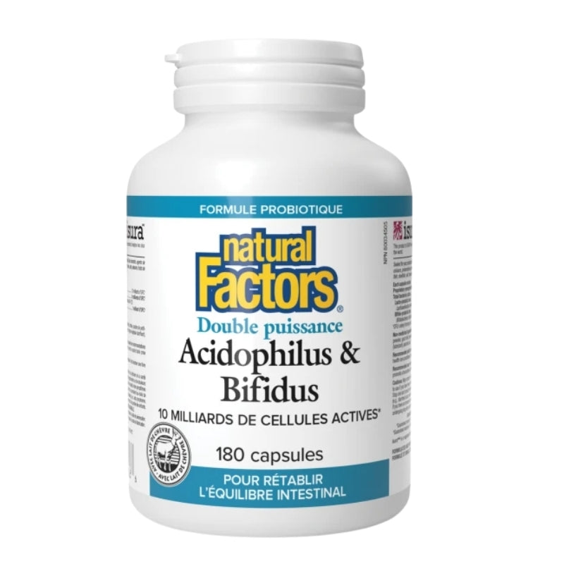 Natural Factors 
Acidophilus et Bifidus Double puissance - 10 milliards 180