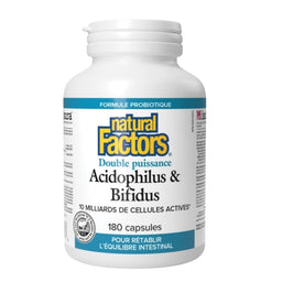 Natural Factors 
Acidophilus et Bifidus Double puissance - 10 milliards 180