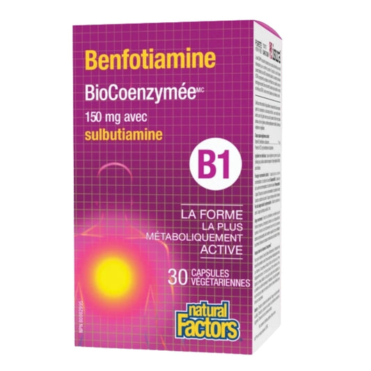 Natural Factors 
Benfotiamine BioCoenzymée • B1 avec sulbutiamine
