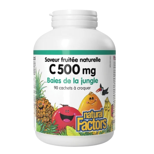 Natural Factors C 500 mg saveur fruitée naturelle - Baies de la jungle