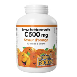 Natural Factors C 500 mg Saveur fruitée naturelle -Saveur d’orange