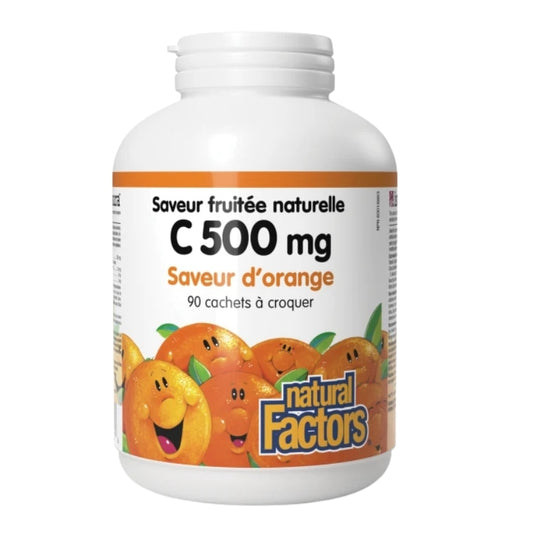 Natural Factors C 500 mg Saveur fruitée naturelle -Saveur d’orange