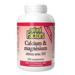 Natural Factors Calcium & magnésium citrate avec D3 - Comprimés 210