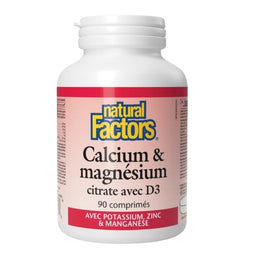 Natural Factors Calcium & magnésium citrate avec D3 - Comprimés 90