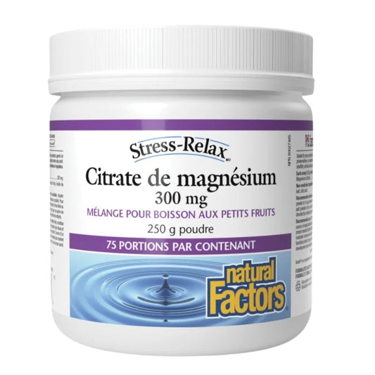 Natural Factors 
Citrate de magnésium 300 mg - Stress-Relax - Saveur de petits-fruits

