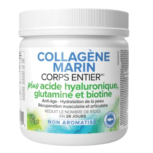Natural  Factors Collagène marin Corps entier + acide hyaluronique, glutamine et biotine - Non aromatisé