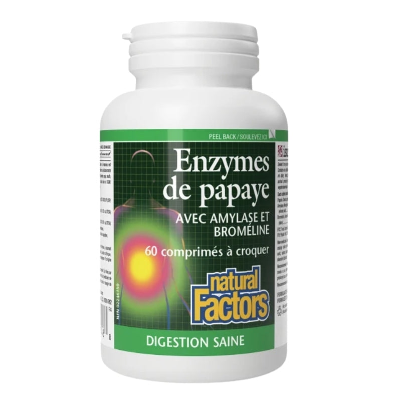Natural Factors Enzymes de papaye avec amylase et broméline  60