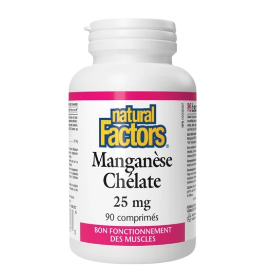 Natural Factors Manganèse Chélate - 25 mg