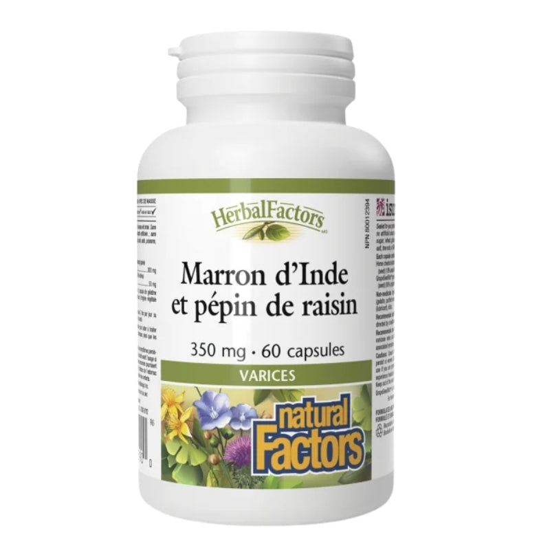 Natural Factors HerbalFactors Marron D’Inde Et Pépin De Raisin - 350 mg