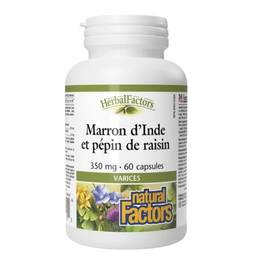 Natural Factors HerbalFactors Marron D’Inde Et Pépin De Raisin - 350 mg