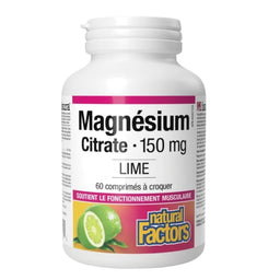 Natural Factors Magnésium Citrate à croquer - 150 mg - Lime