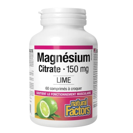 Natural Factors Magnésium Citrate à croquer - 150 mg - Lime