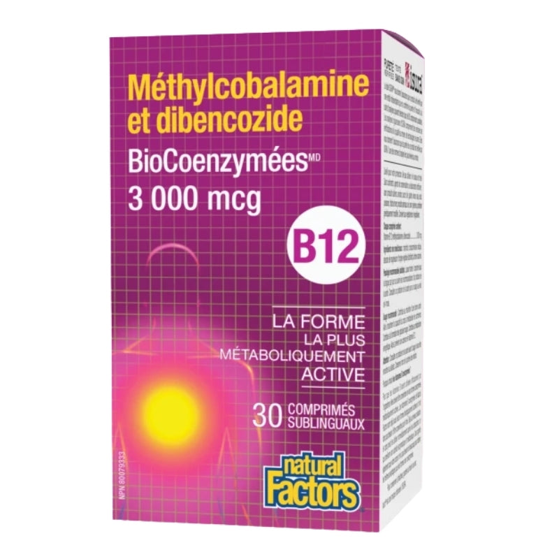 Natural Factors Méthylcobalamine et dibencozide BioCoenzymées • B12 - 3 000 mcg