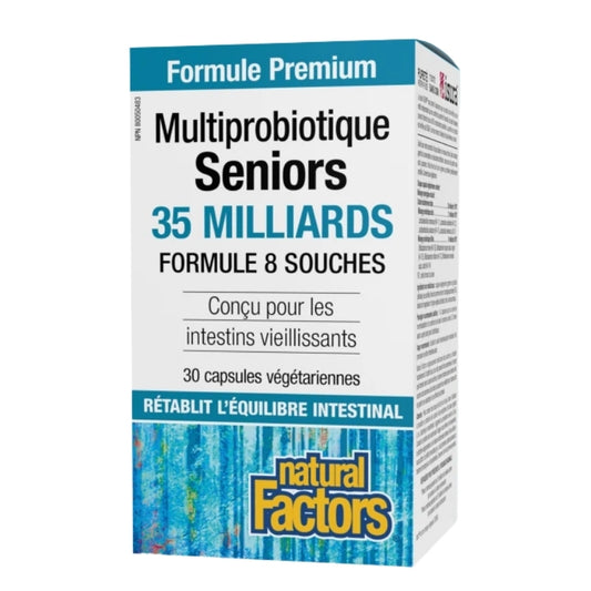 Natural Factors Multiprobiotique Seniors - 35 milliards - Formule 8 souches
