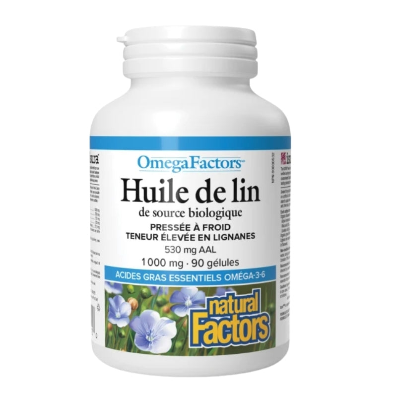 Natural Factors OmegaFactors Huile De Lin Biologique - 1 000 mg 60
