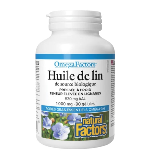 Natural Factors OmegaFactors Huile De Lin Biologique - 1 000 mg 60