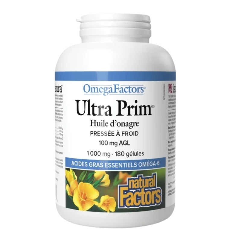 Natural Factors OmegaFactors Huile d'Onagre Ultra Prim - 1000 mg 180